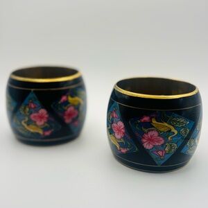 Vintage Bracelets – Lot of 2 - Hand Painted Indian floral  Motif, 70s-90s